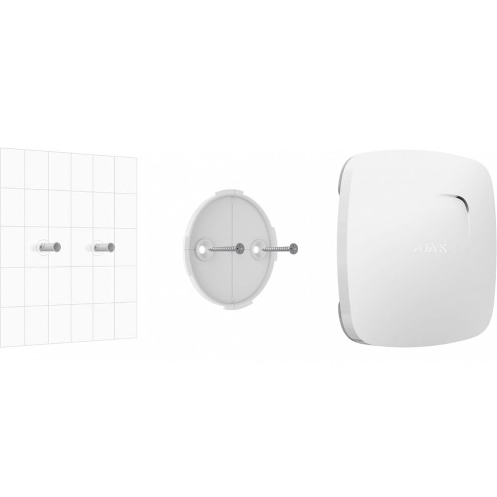 Wireless smoke and temperature detector ajax FireProtect White